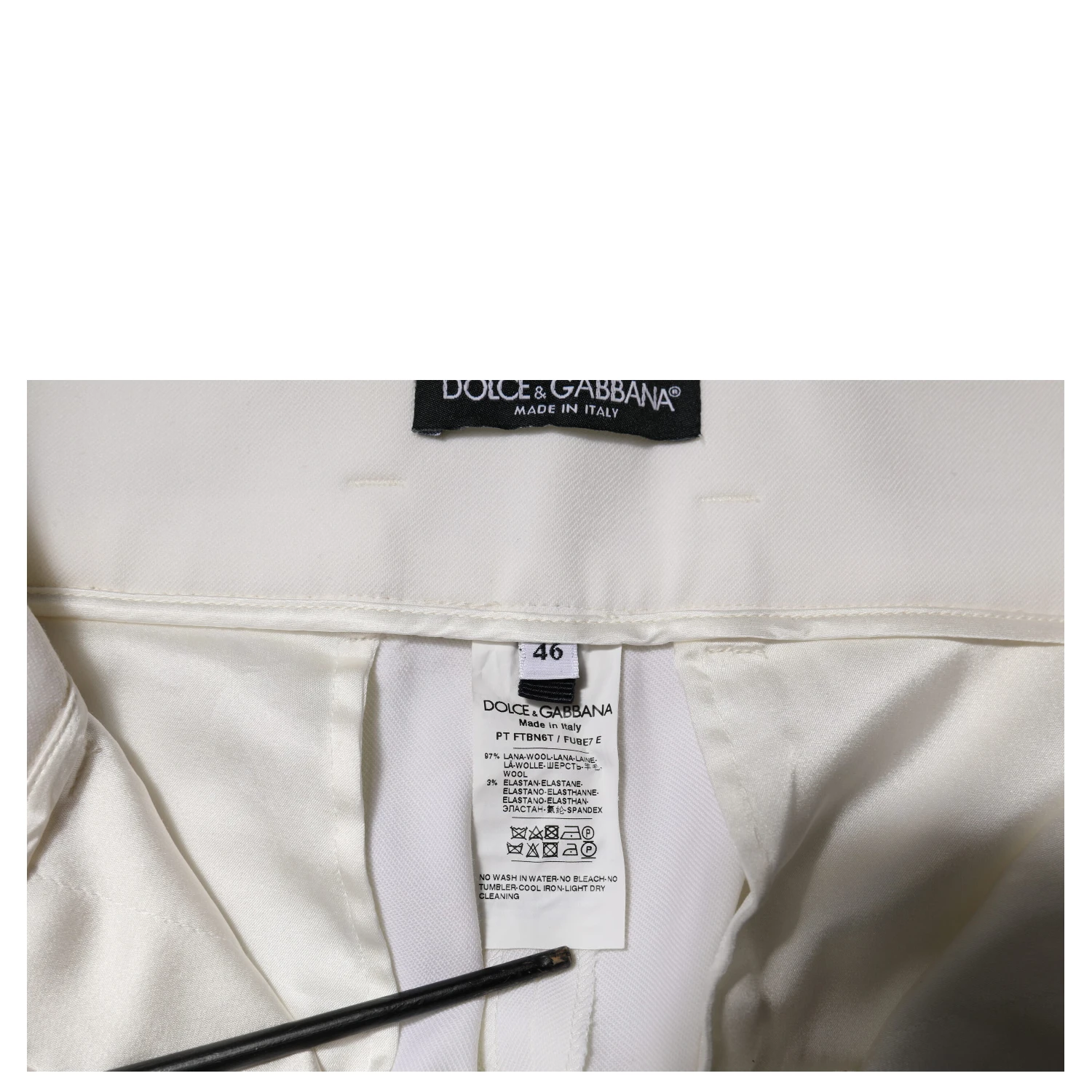 White Wool High Waist Tapered Trouser Pants