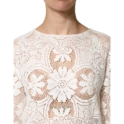 White Embroidery Lace Cotton Blouse Top