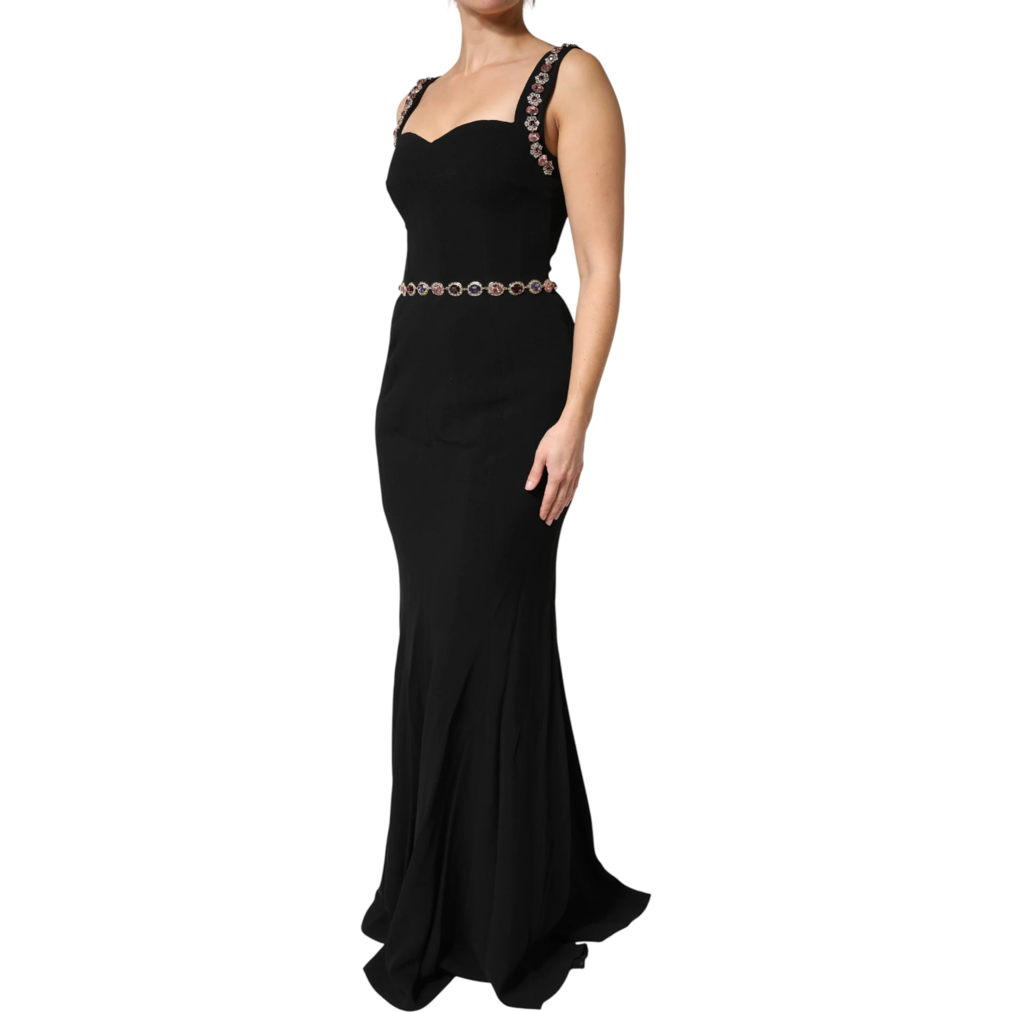 Black Embellished Sheath MermaidGown Dress