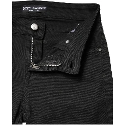 Black Cotton Stretch Skinny Denim Jeans