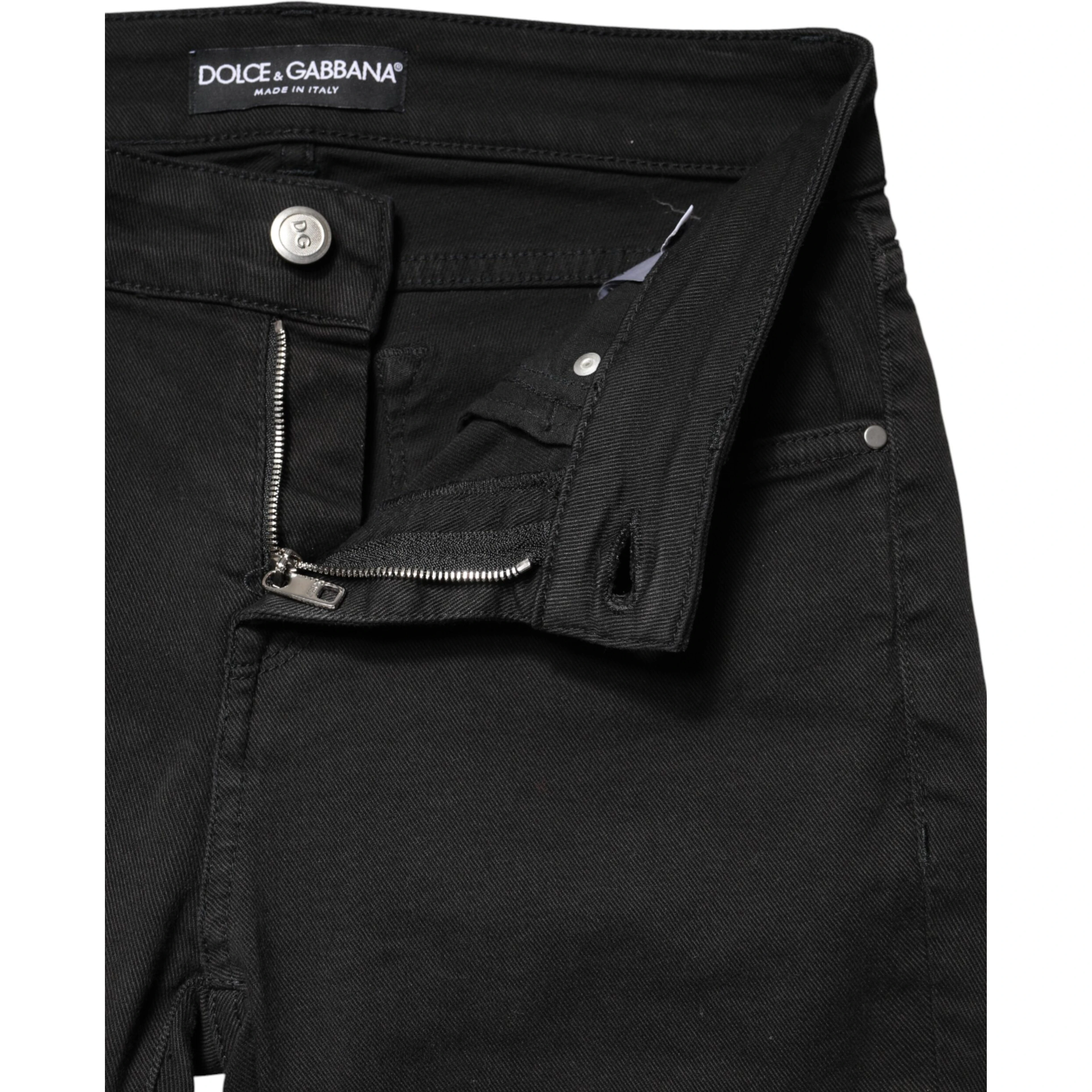 Black Cotton Stretch Skinny Denim Jeans
