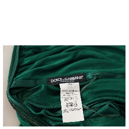 Dark Green High Waist Midi Skirt Pencil Cut Pleated