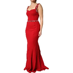 Red Embellished Sheath Mermaid Gown Dress