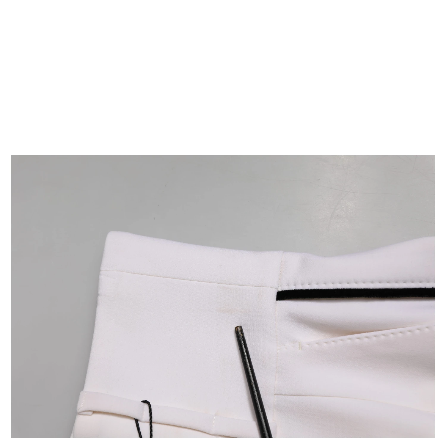 White Wool High Waist Tapered Trouser Pants