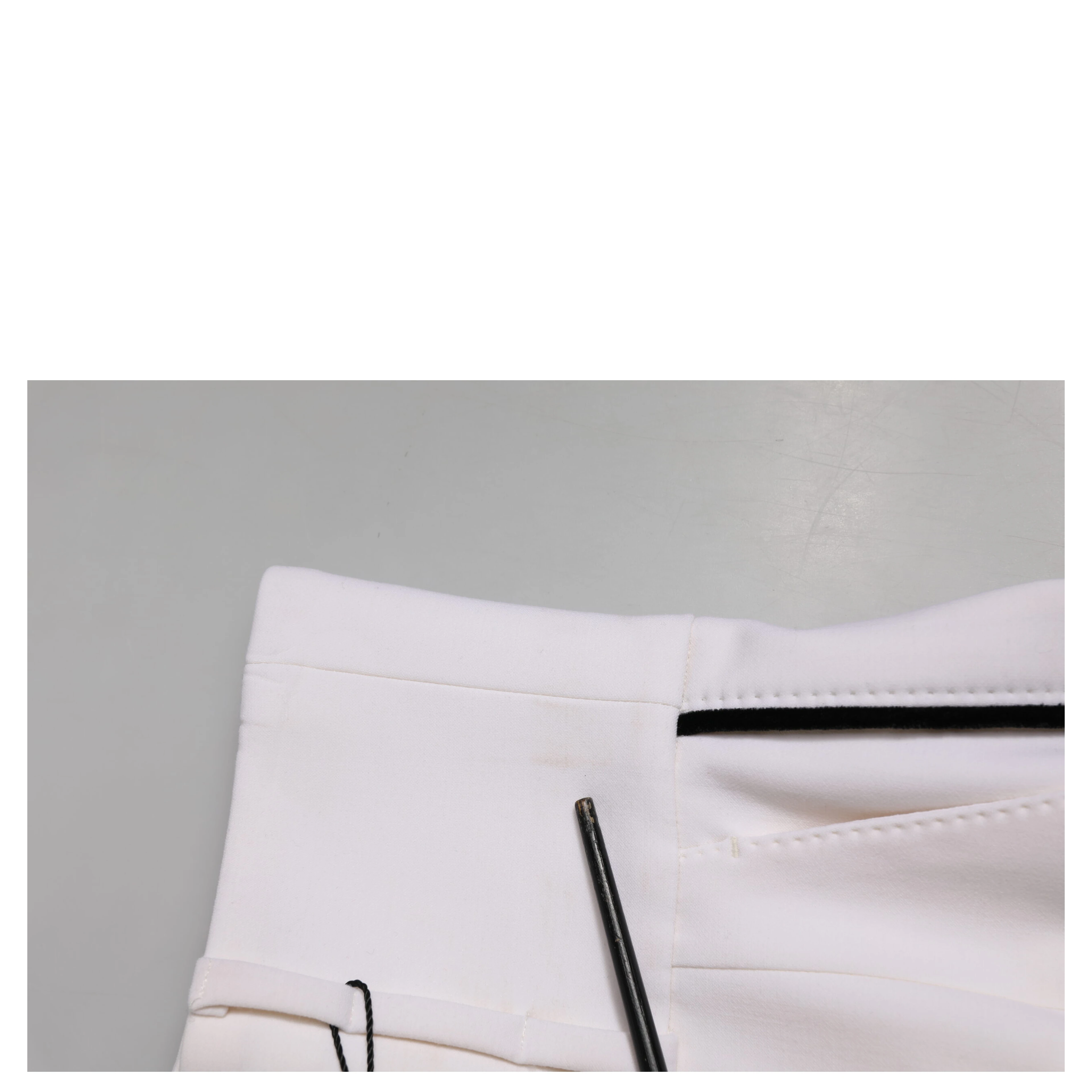 White Wool High Waist Tapered Trouser Pants