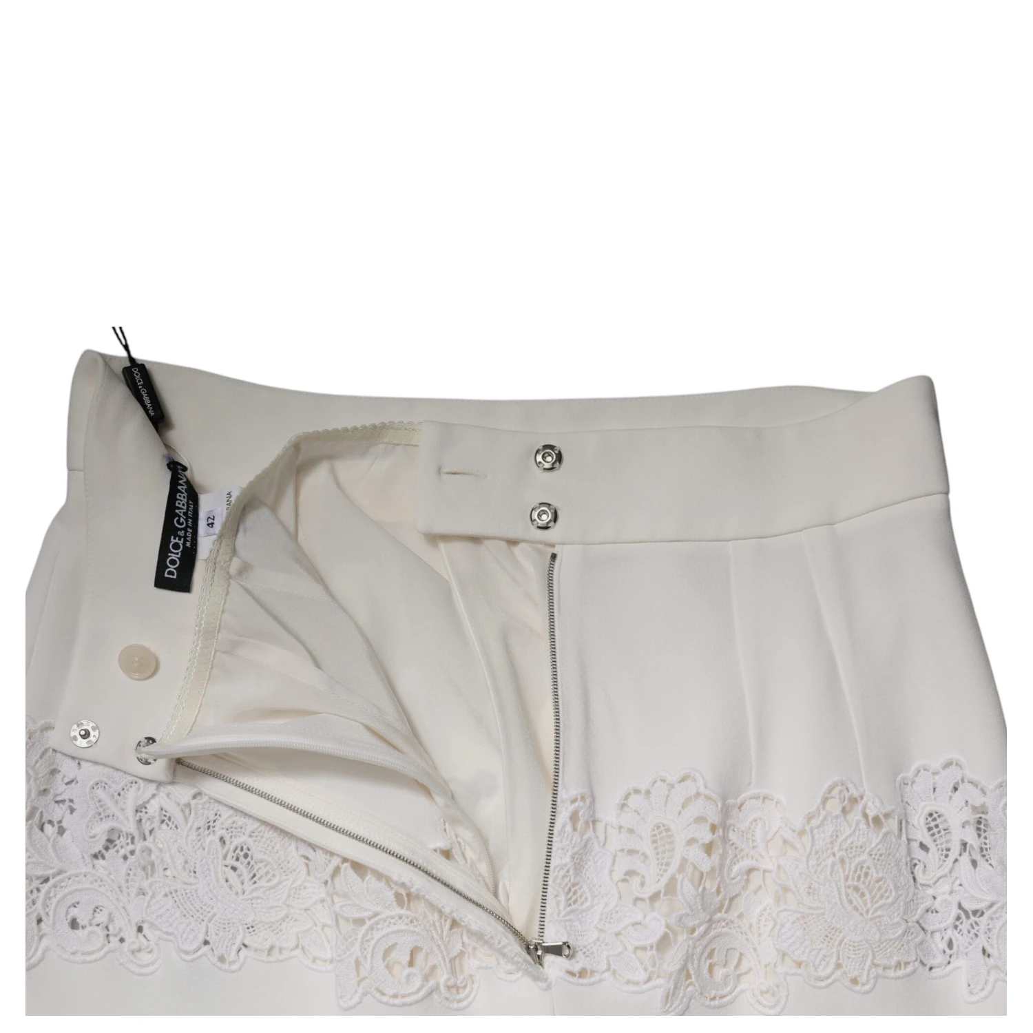 White Floral Lace High Waist Pencil Cut  Skirt