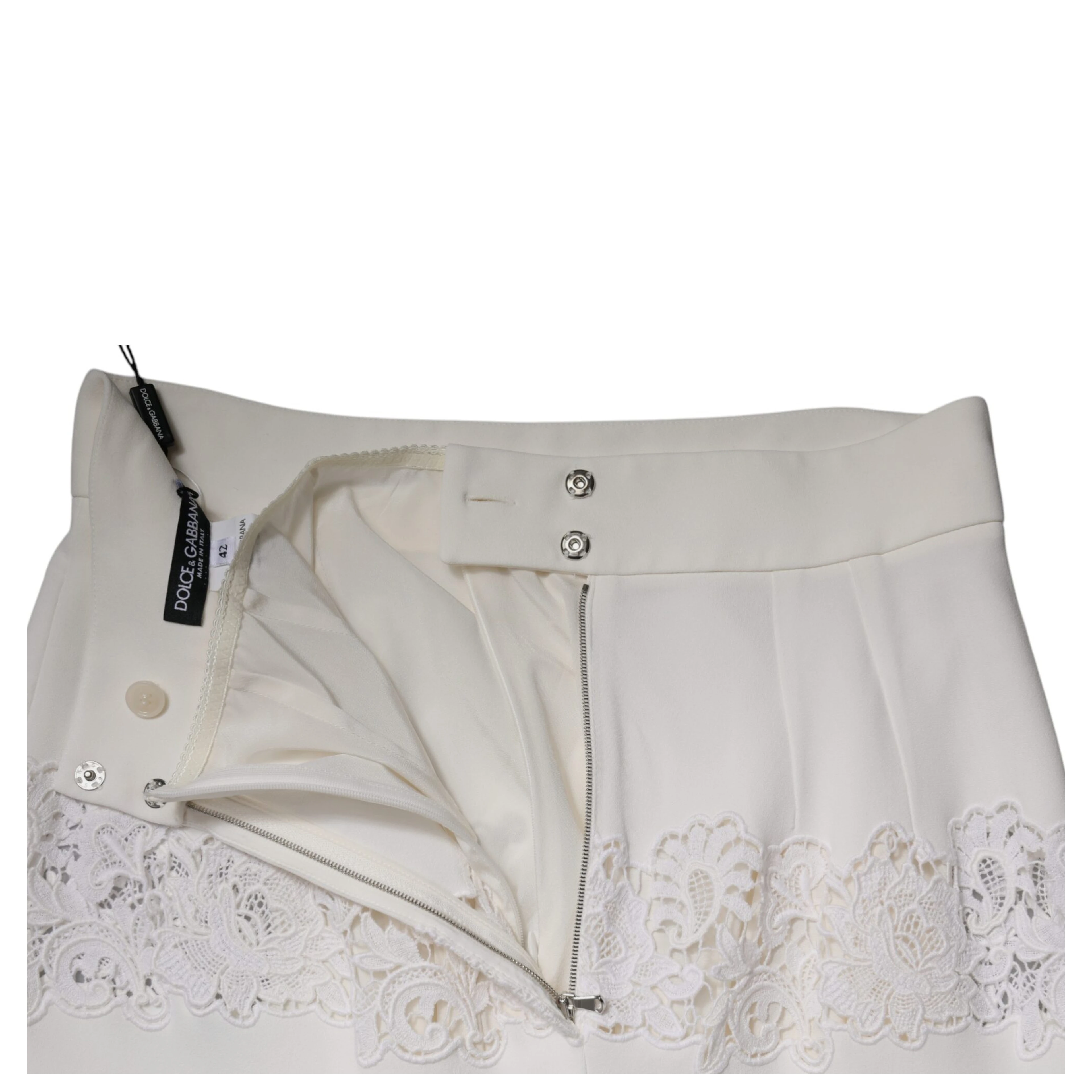 White Floral Lace High Waist Pencil Cut  Skirt