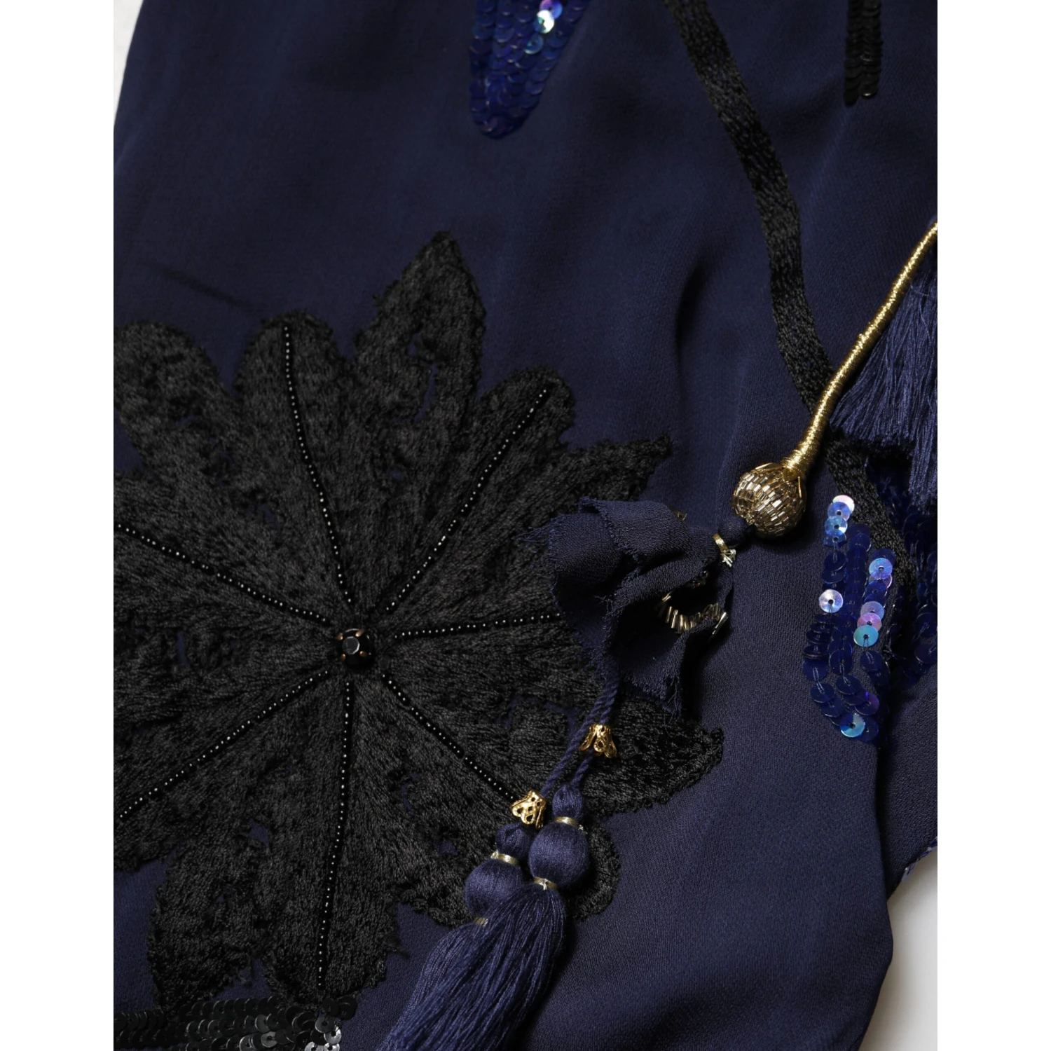 Blue Sequined Tapered Trouser Pants