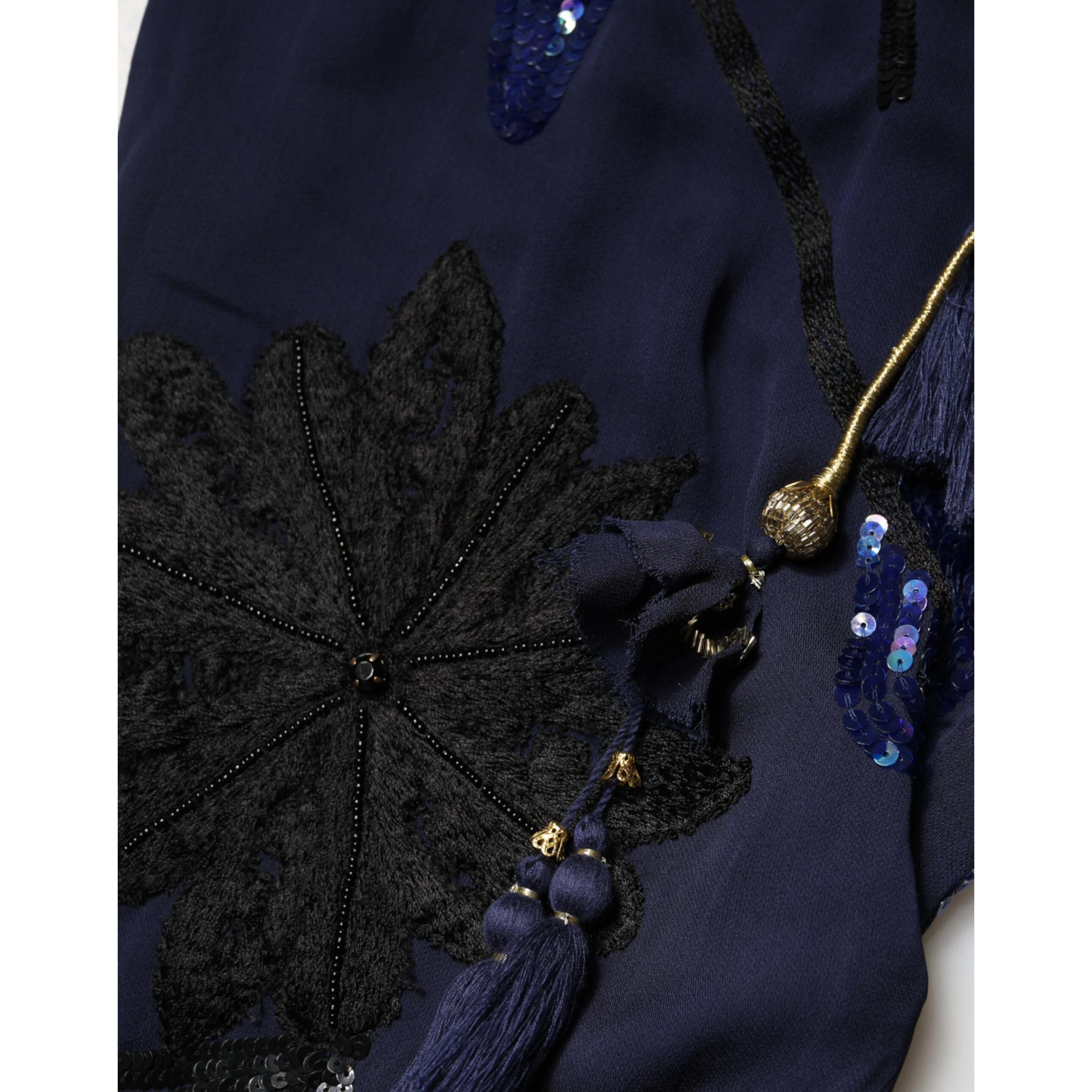 Blue Sequined Tapered Trouser Pants