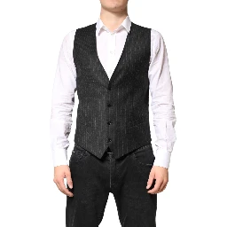 Black Stripes Wool Dress Men Waistcoat Vest