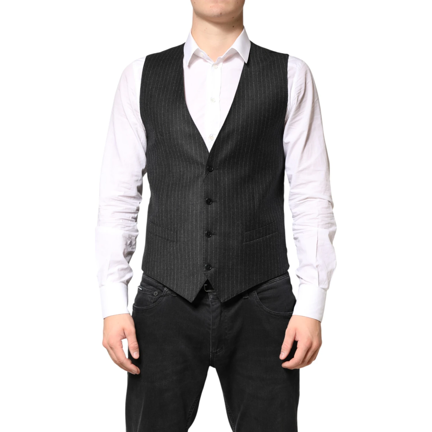Black Stripes Wool Dress Men Waistcoat Vest