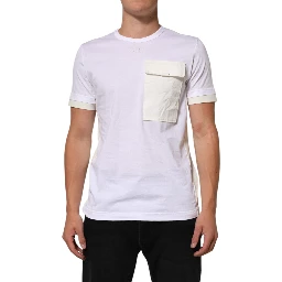 White Cotton Pocket Short Sleeves T-shirt