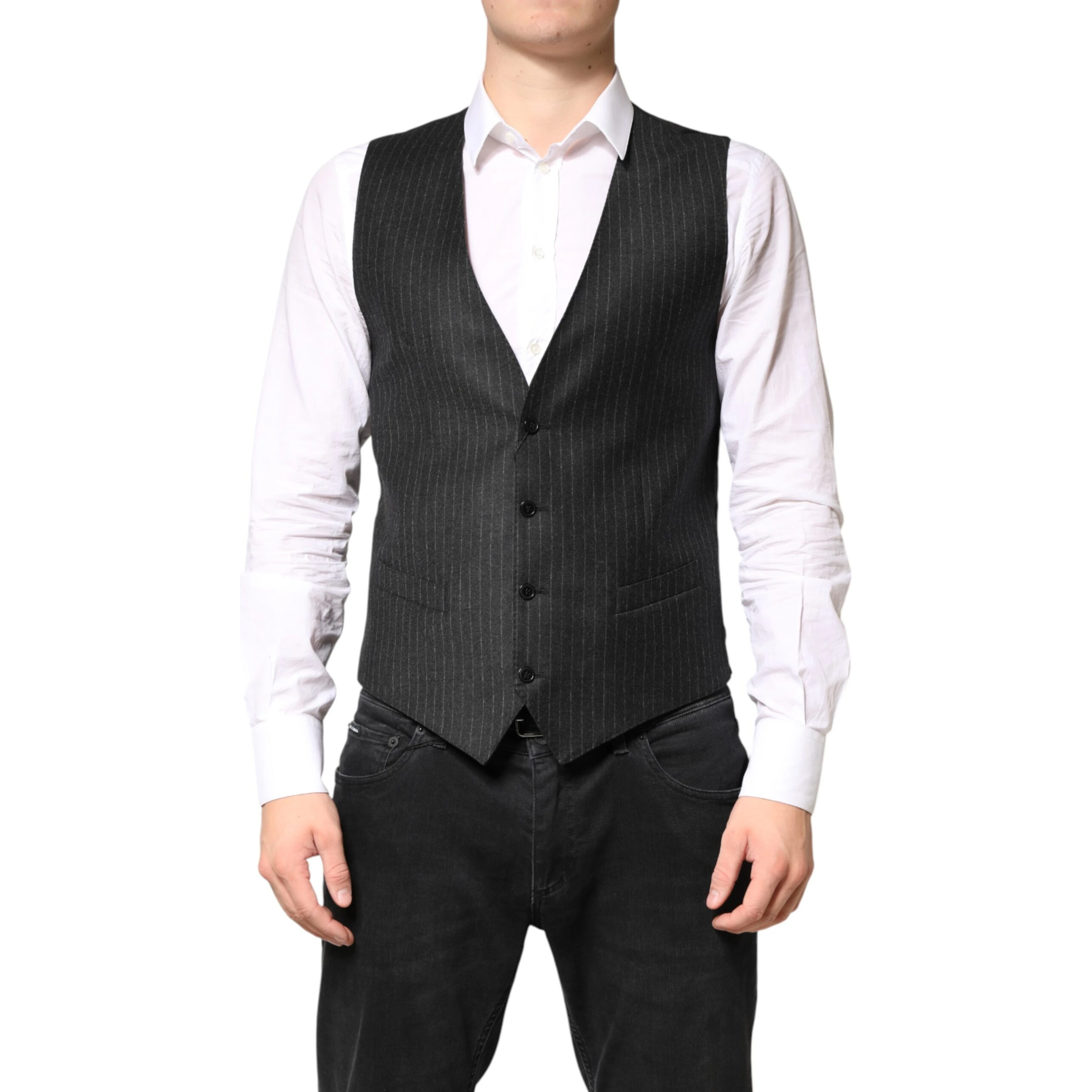 Black Stripes Wool Dress Men Waistcoat Vest