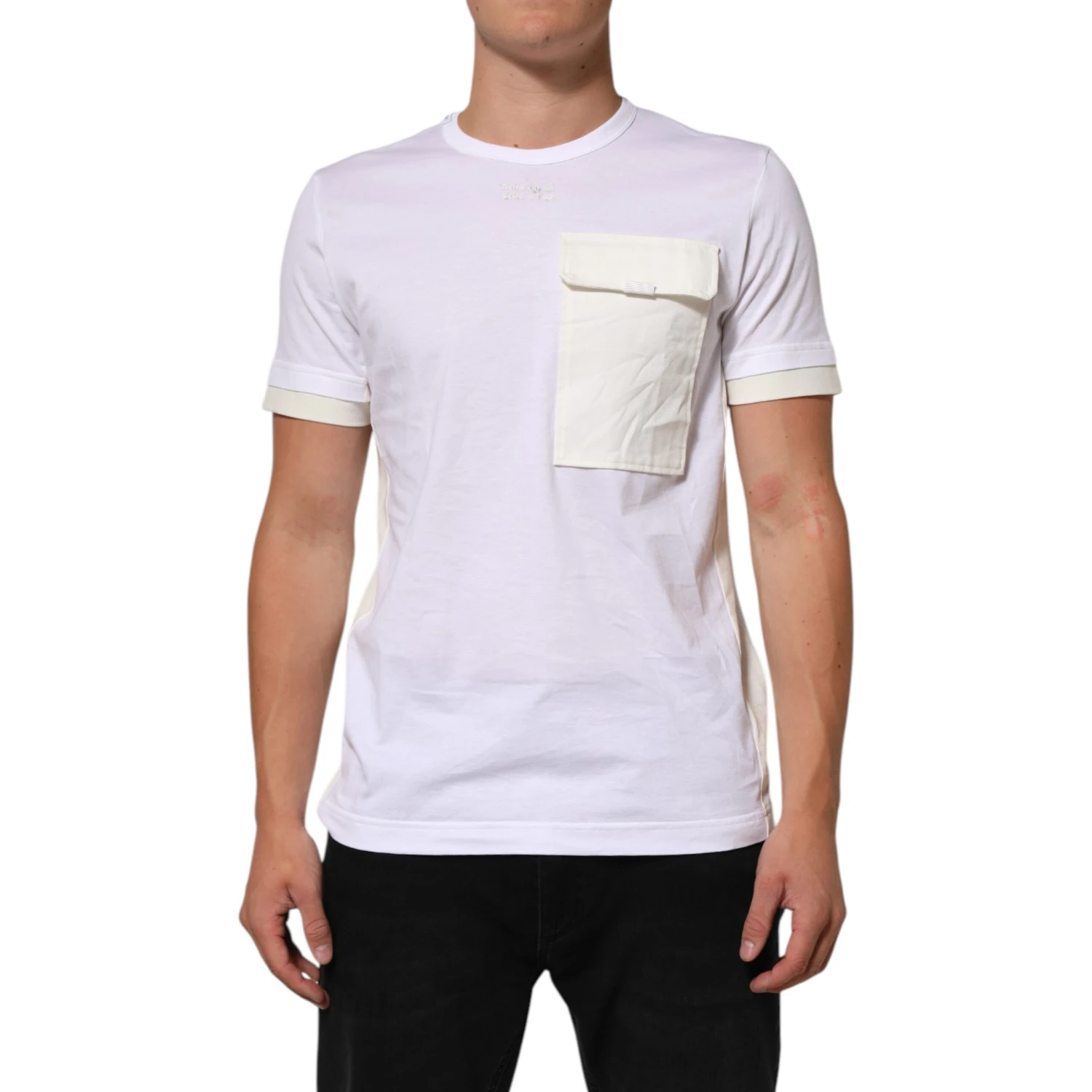 White Cotton Pocket Short Sleeves T-shirt