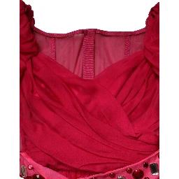 Pink Silk Embellished A-line Midi Dress