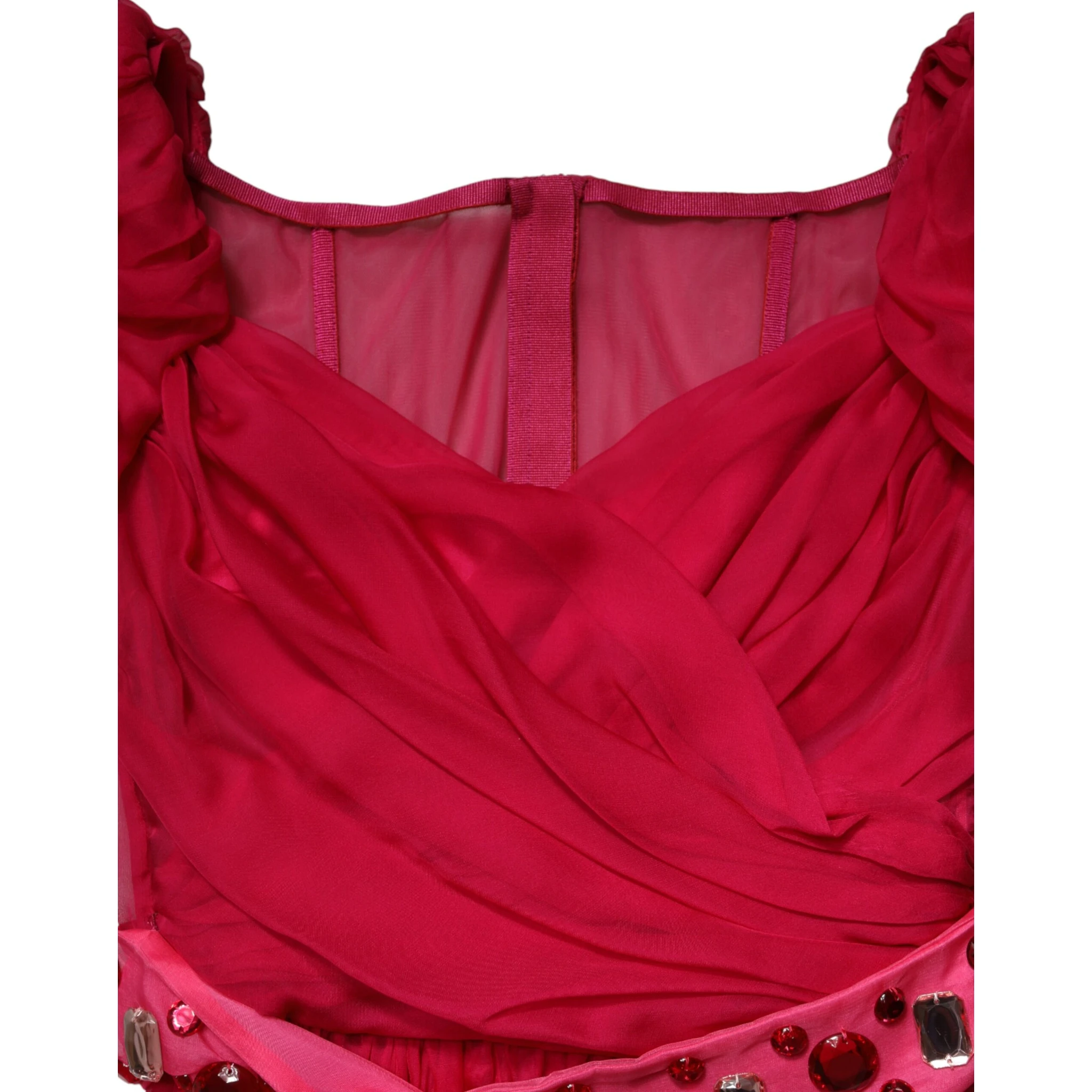 Pink Silk Embellished A-line Midi Dress
