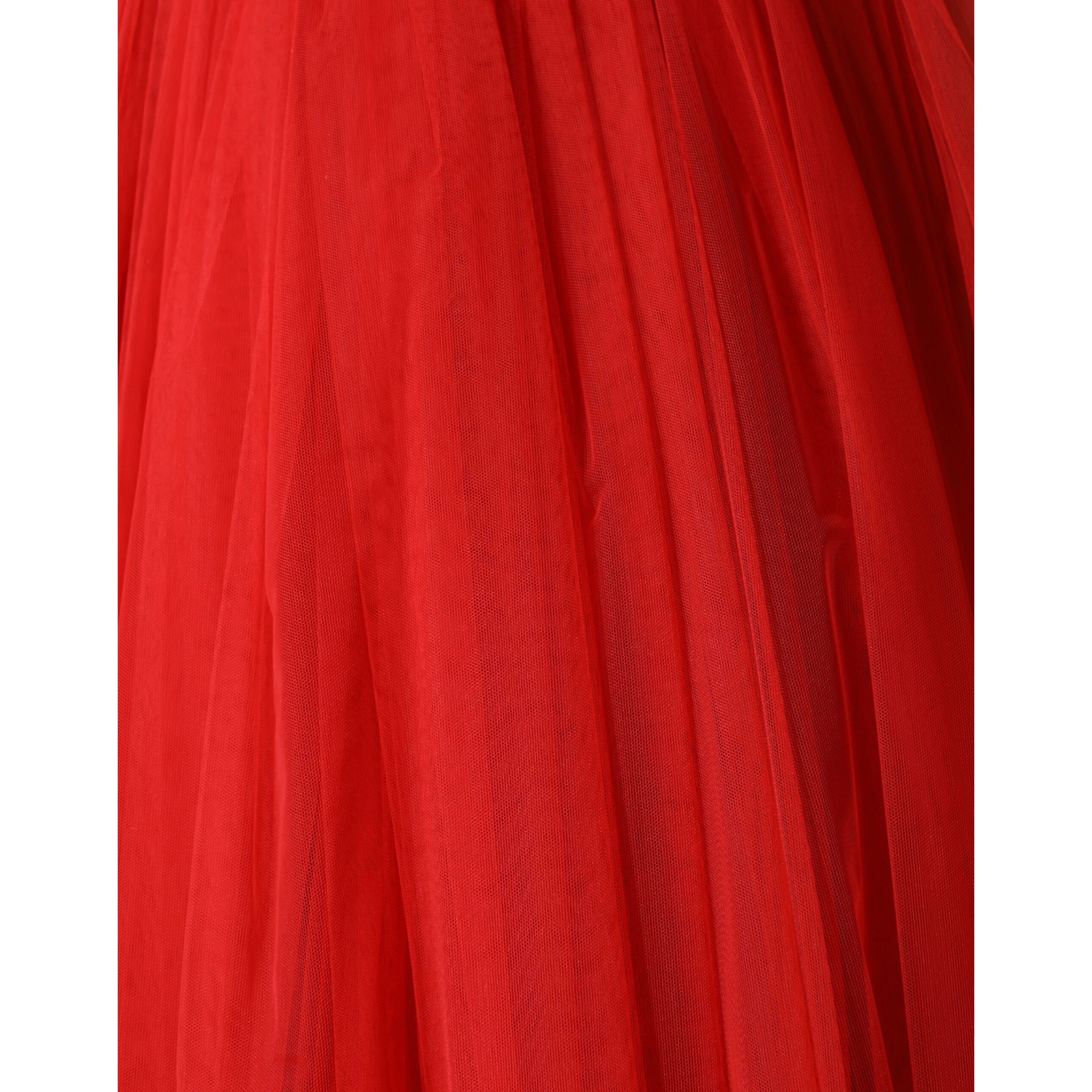 Red Floral Off Shoulder A-line Gown Dress