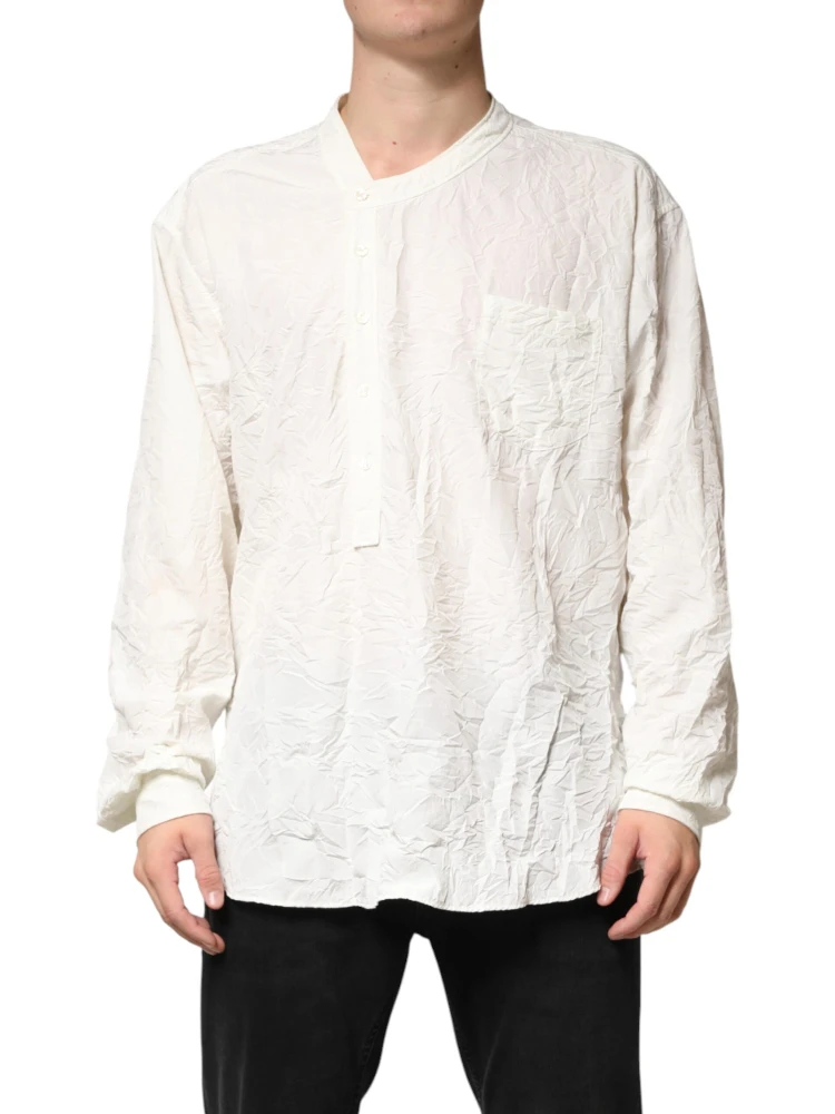 White Cotton Men Long Sleeves Men Shirt