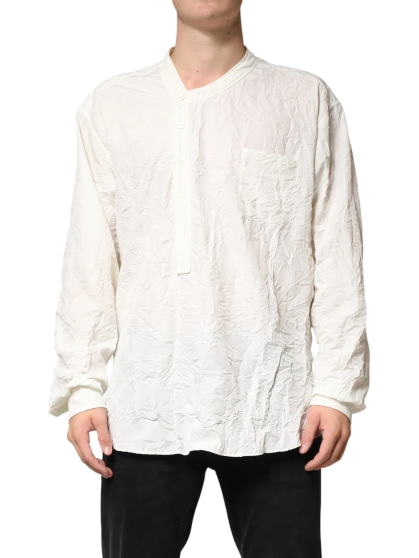 White Cotton Men Long Sleeves Men Shirt