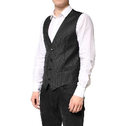Black Stripes Wool Dress Men Waistcoat Vest