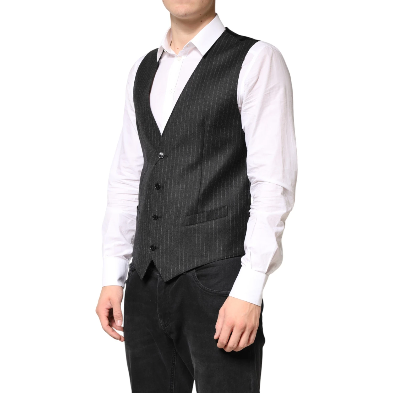 Black Stripes Wool Dress Men Waistcoat Vest