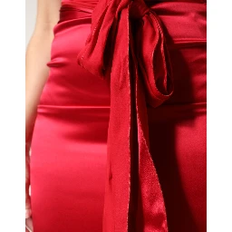Red Silk Strapless Sheath Long Gown Dress