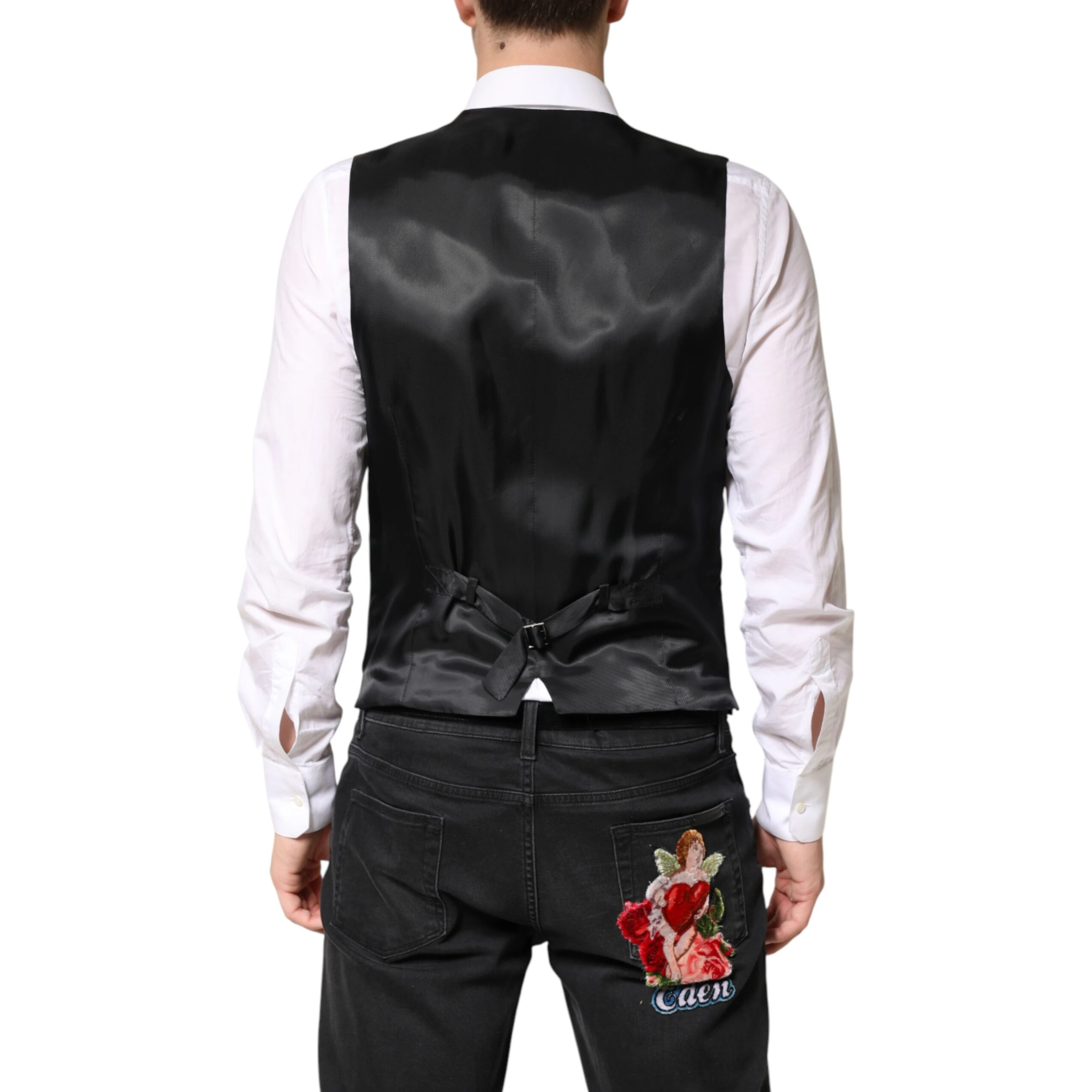 Black Stripes Wool Dress Men Waistcoat Vest