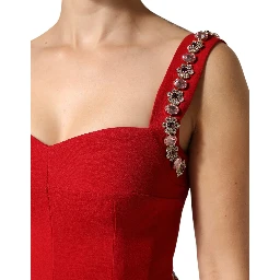 Red Embellished Sheath Mermaid Gown Dress