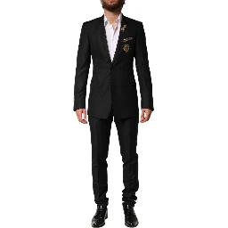Black Embellished Single Breasted 2 Pc Suit
