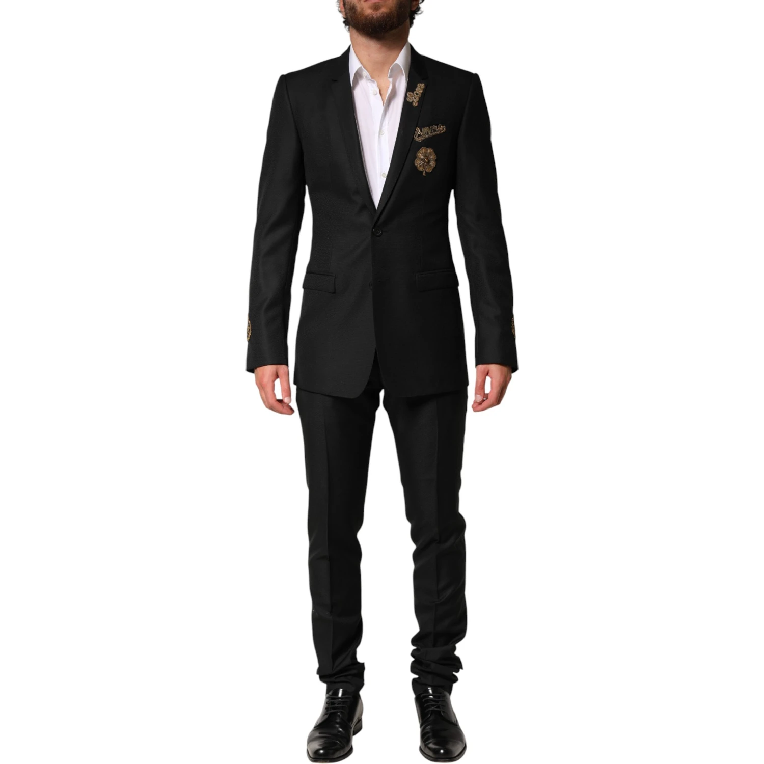 Black Embellished Single Breasted 2 Pc Suit