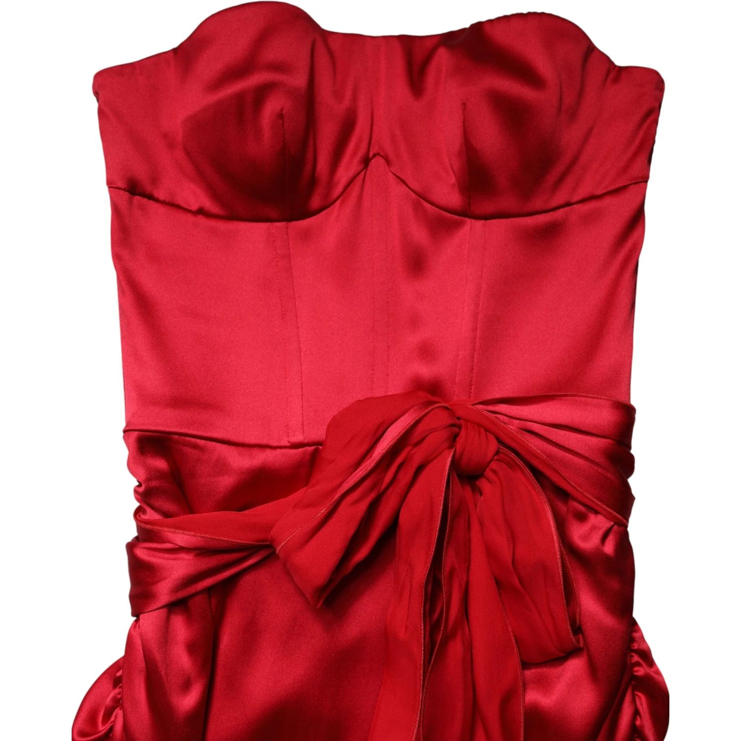 Red Silk Strapless Sheath Long Gown Dress