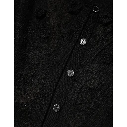 Black Sheer Button Down Cardigan Sweater