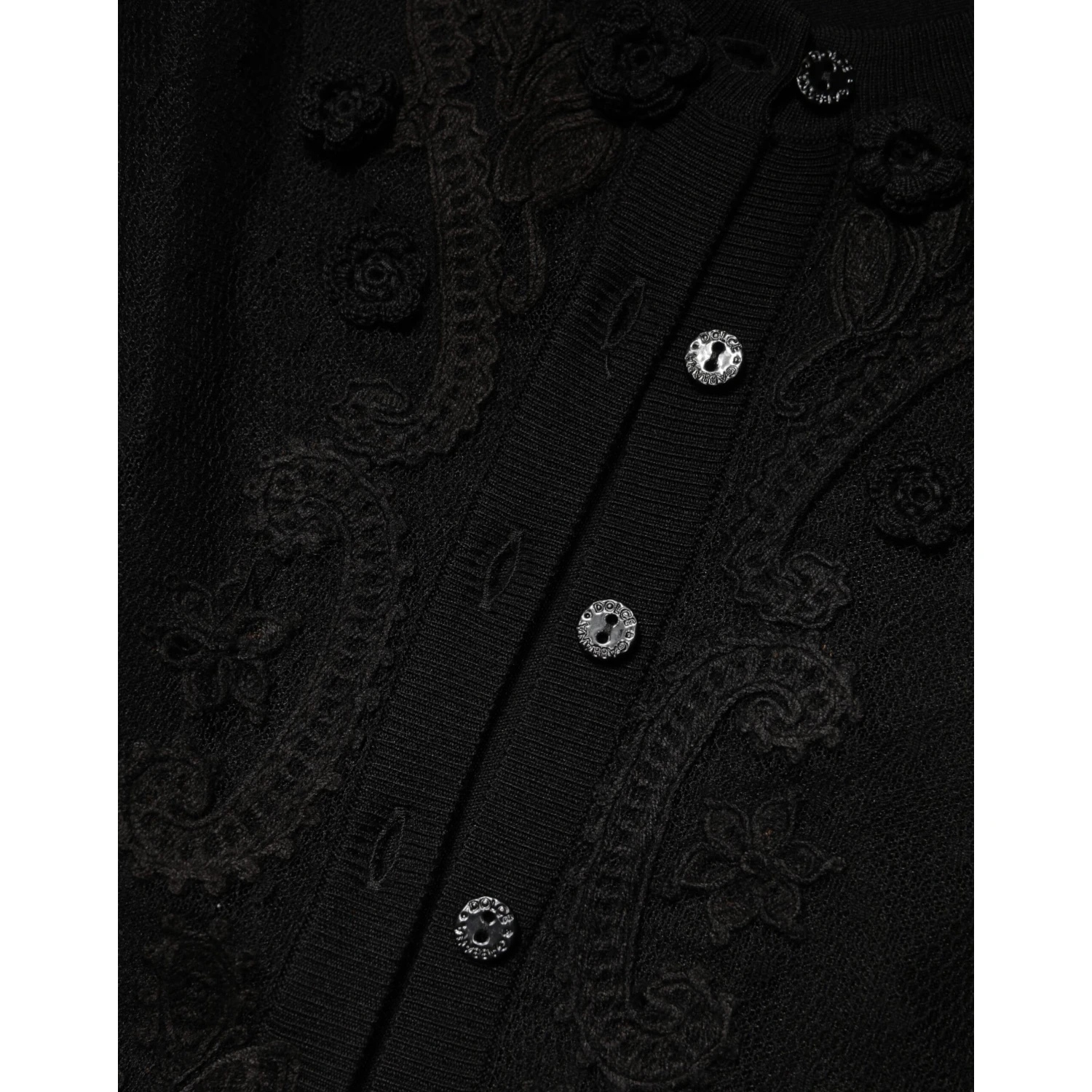 Black Sheer Button Down Cardigan Sweater
