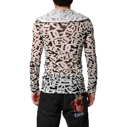 White DG Logo Long Sleeves Turtleneck Top