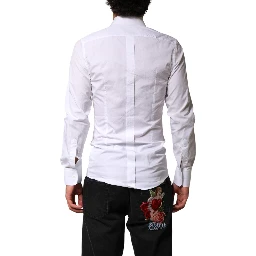 White Cotton GOLD Collared Dress Bib Formal Shirt
