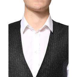 Black Stripes Wool Dress Men Waistcoat Vest