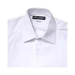 White Cotton GOLD Collared Dress Bib Formal Shirt