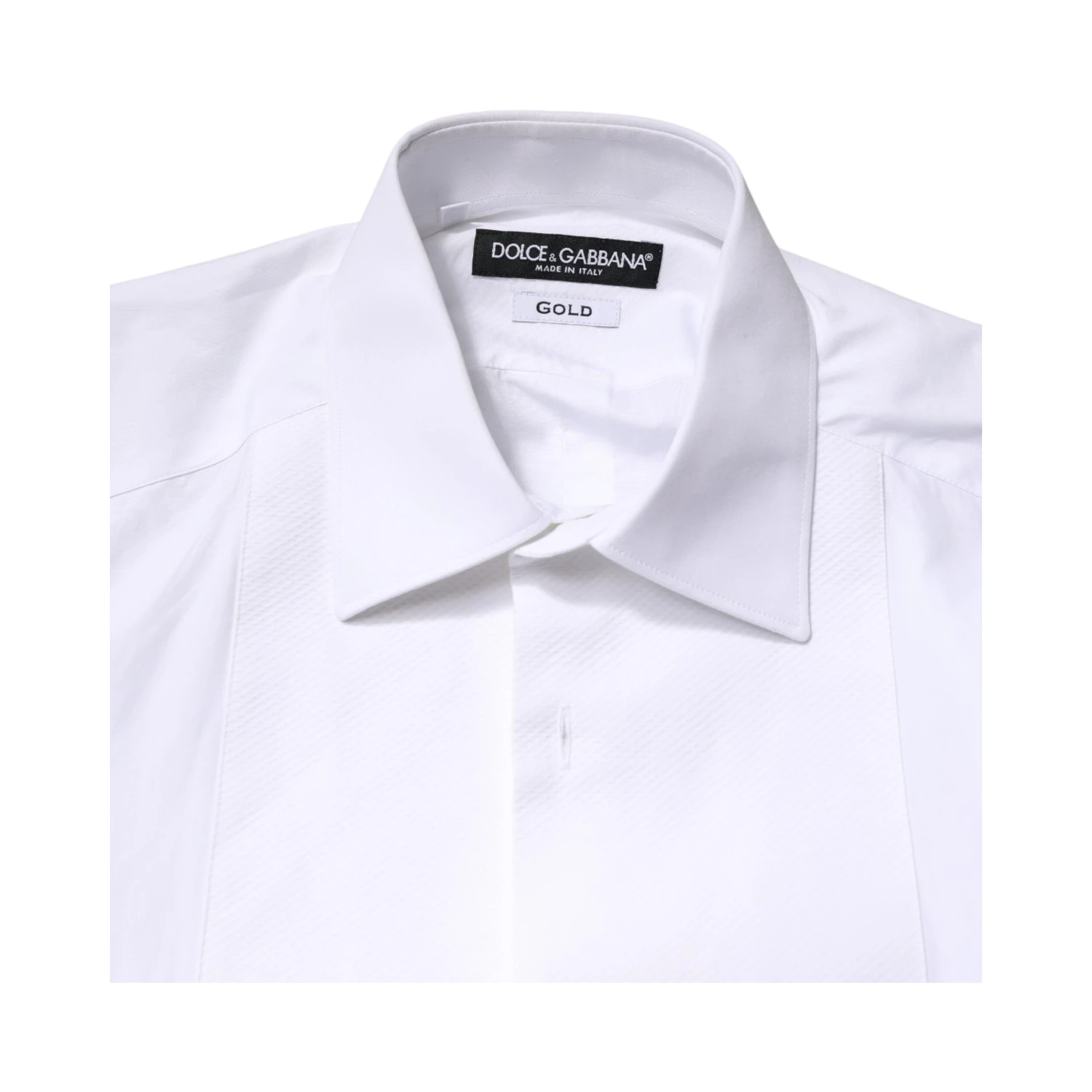 White Cotton GOLD Collared Dress Bib Formal Shirt