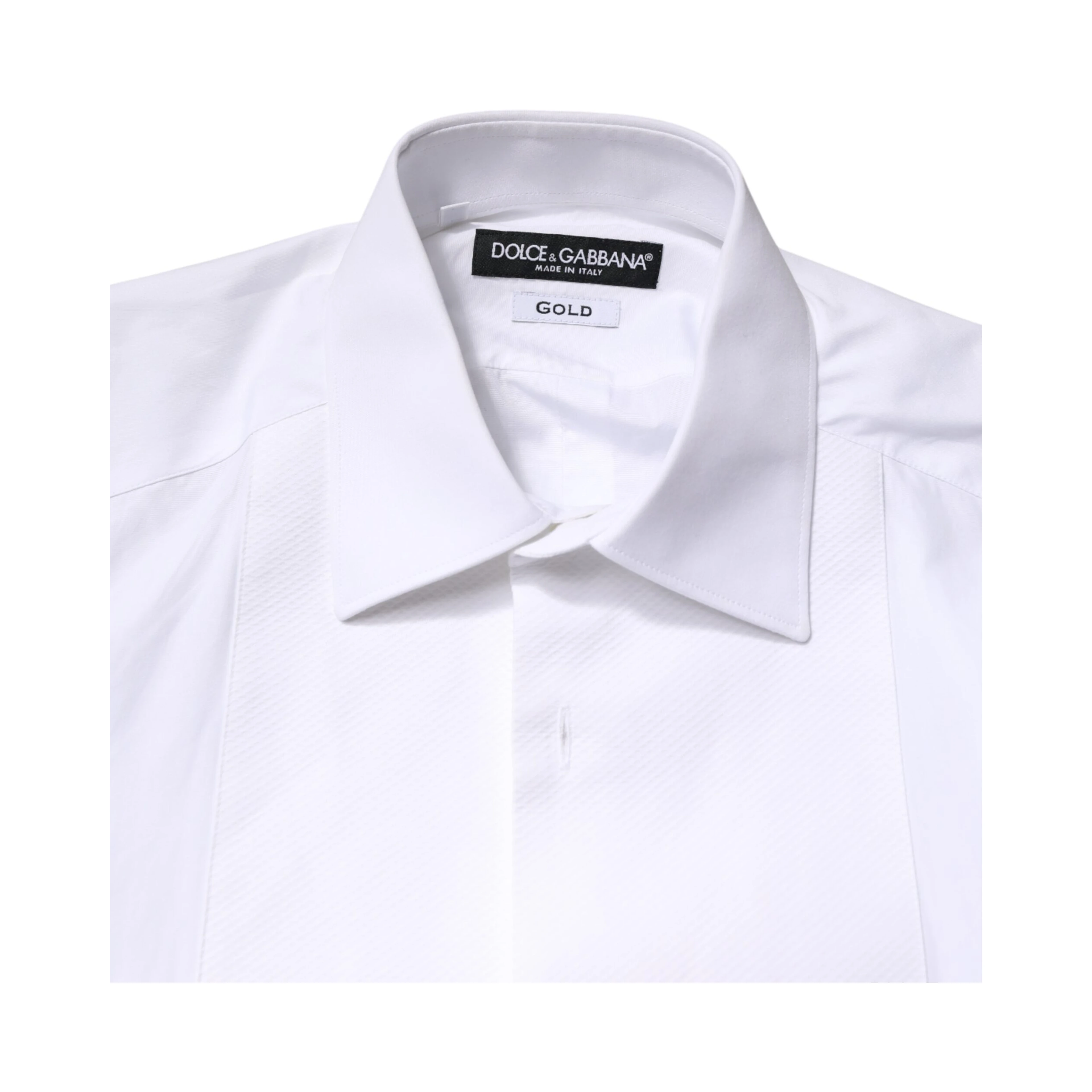 White Cotton GOLD Collared Dress Bib Formal Shirt
