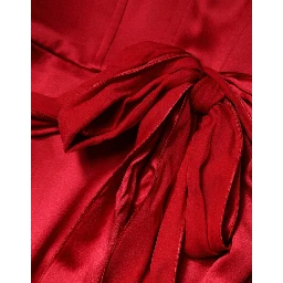 Red Silk Strapless Sheath Long Gown Dress