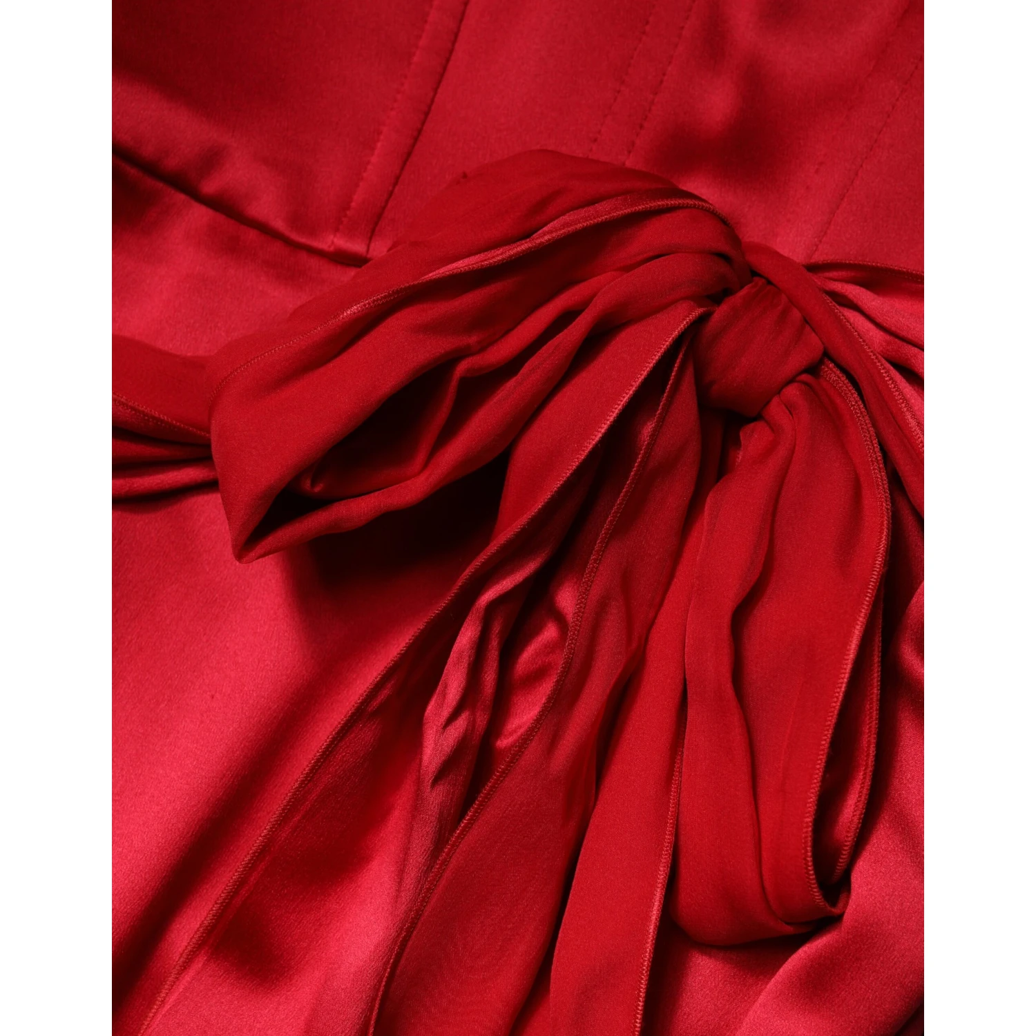 Red Silk Strapless Sheath Long Gown Dress