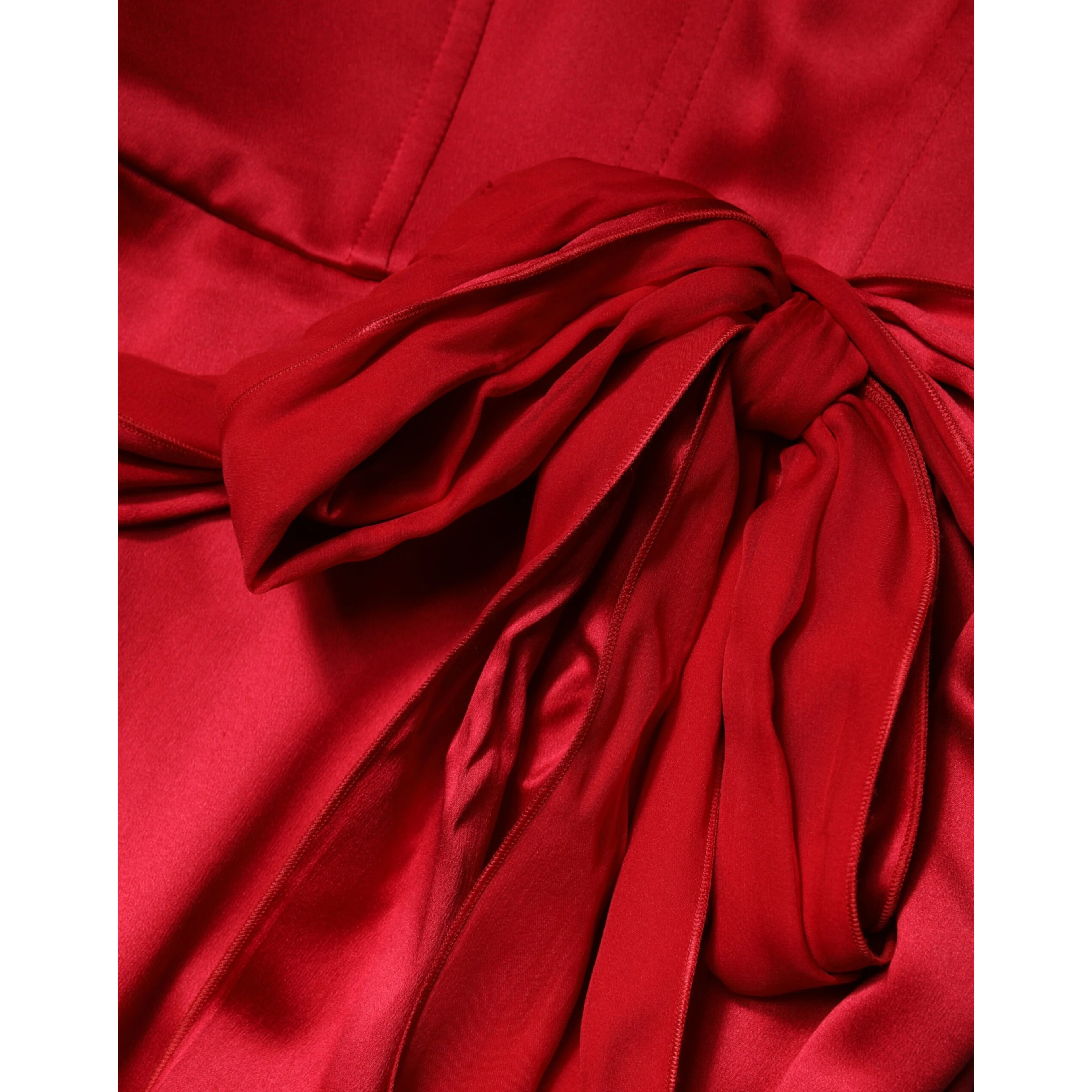 Red Silk Strapless Sheath Long Gown Dress