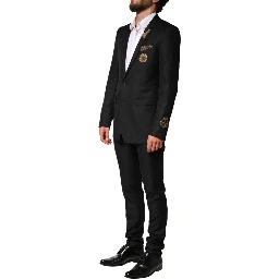 Black Embellished Single Breasted 2 Pc Suit