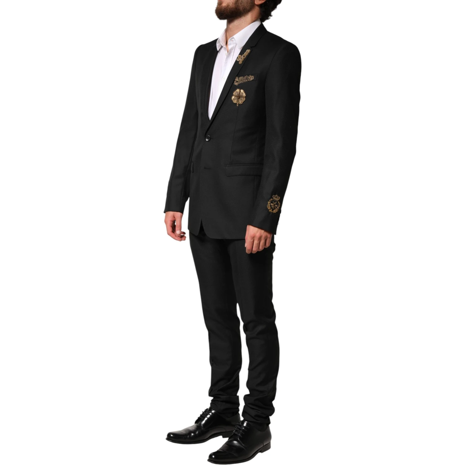 Black Embellished Single Breasted 2 Pc Suit