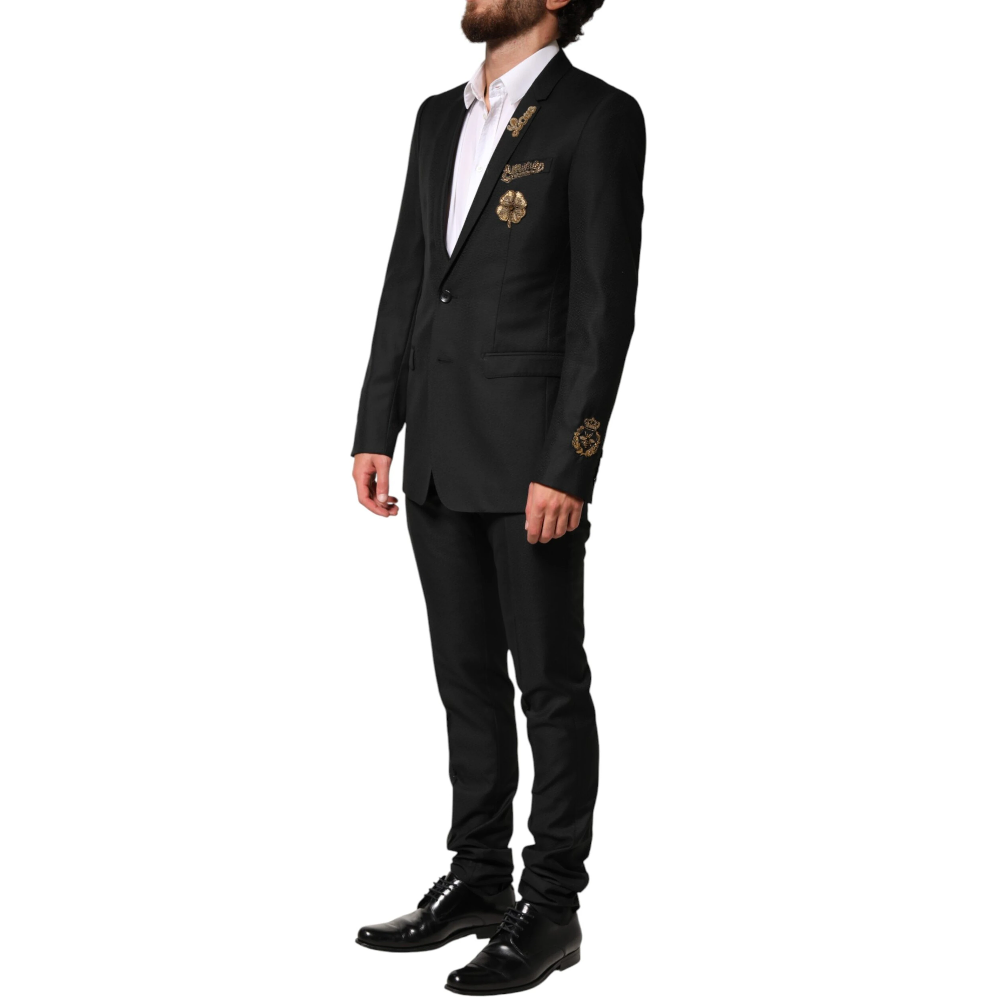 Black Embellished Single Breasted 2 Pc Suit