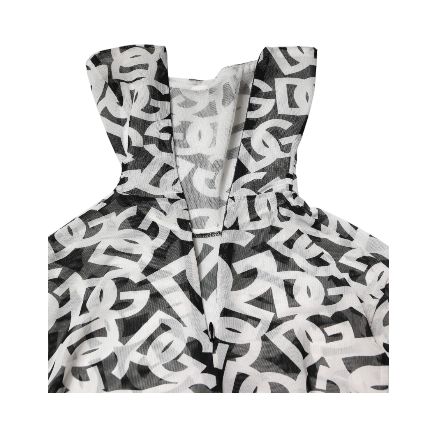 White DG Logo Long Sleeves Turtleneck Top