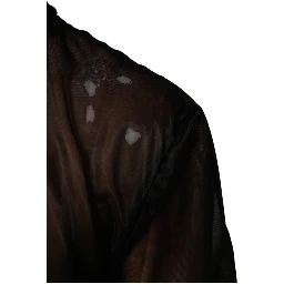 Black Sheer Long Sleeves Turtleneck Top