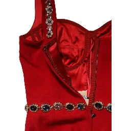 Red Crystals Sheath Mermaid Long Gown Dress