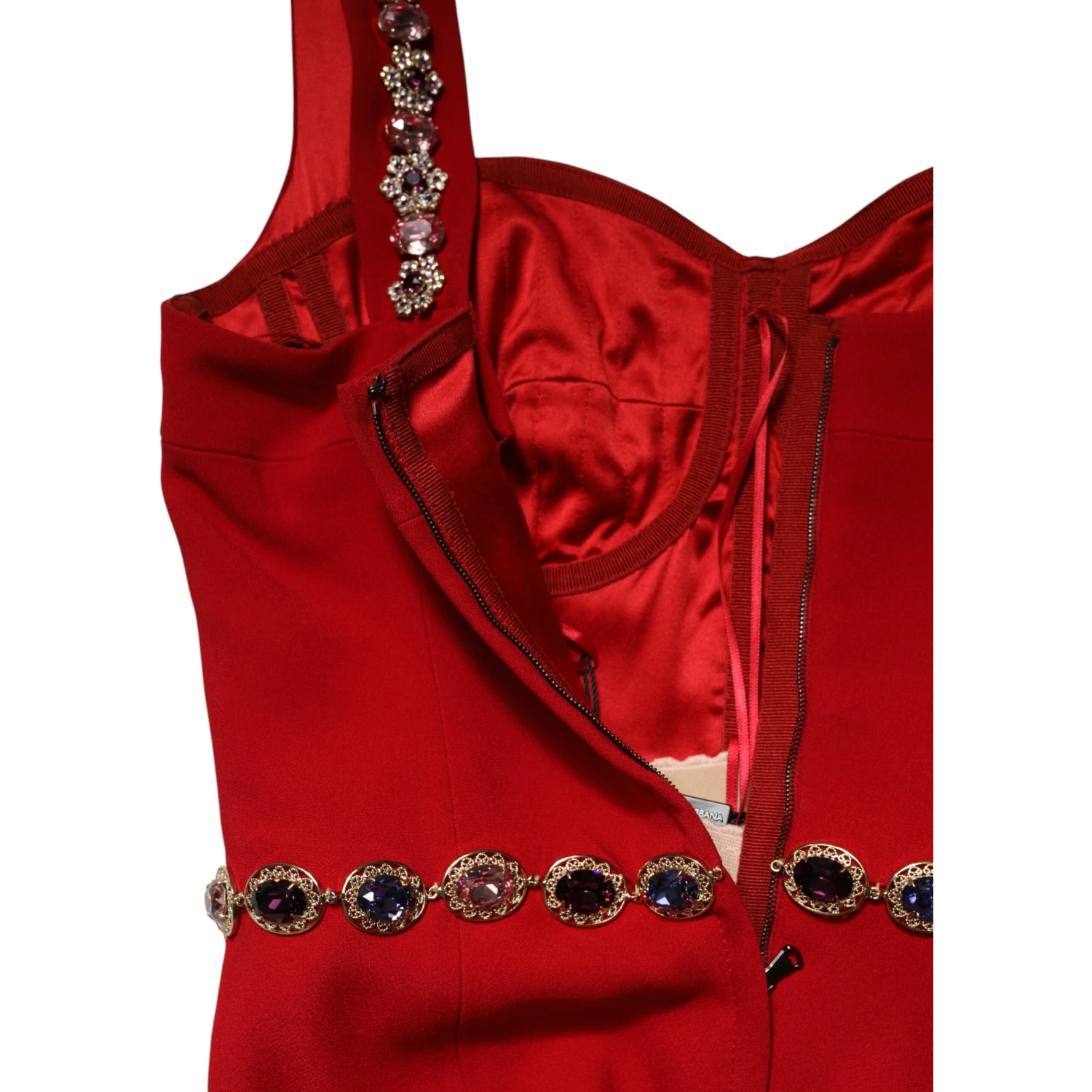 Red Crystals Sheath Mermaid Long Gown Dress