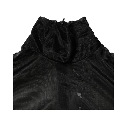 Black Sheer Long Sleeves Turtleneck Top